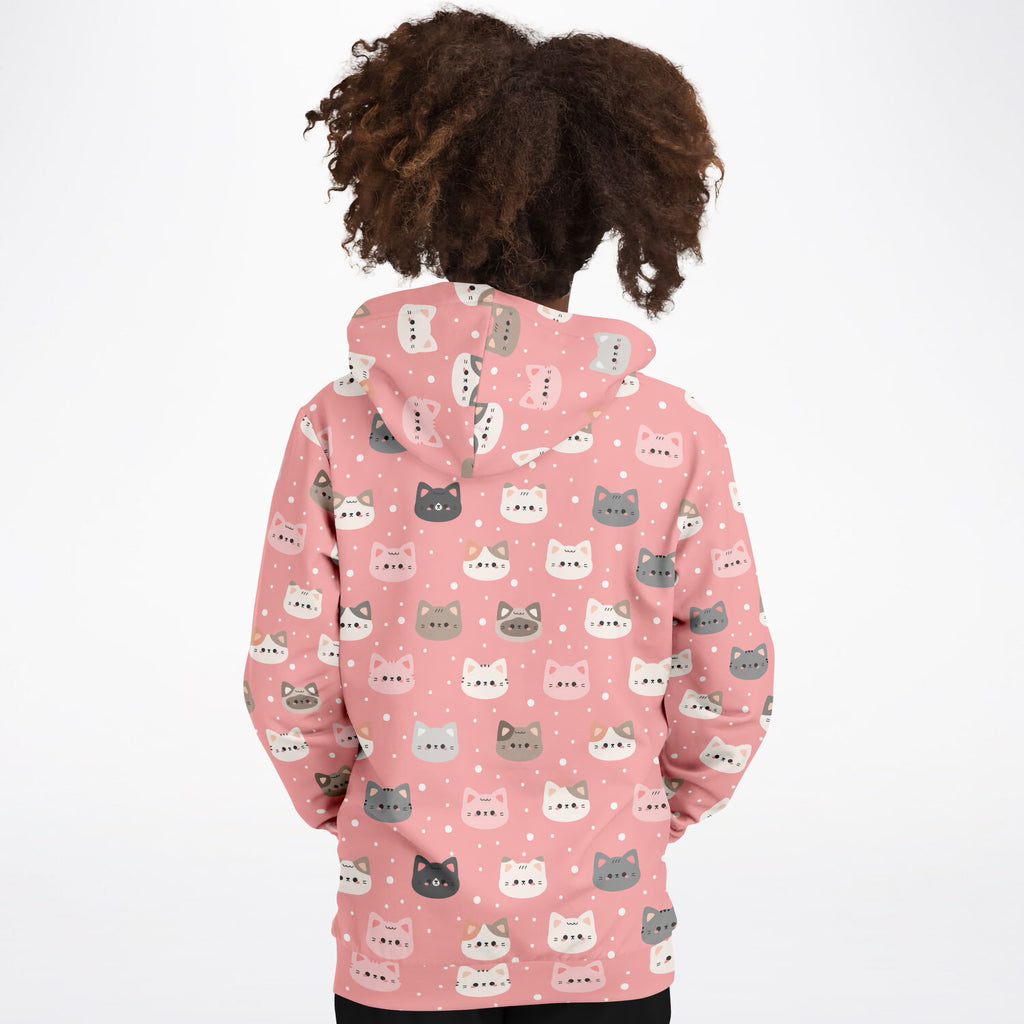 Girls Pink Cat Hoodie – Ultra Comfy & Stretchy, Cozy Fleece or Lightweight Sports Fabric, Double-Layer Hood & Kangaroo Pocket