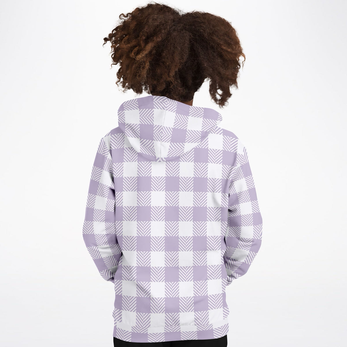 Girls Lavender Purple Gingham Plaid Hoodie – Ultra Comfy & Stretchy, Cozy Fleece or Lightweight Sports Fabric, Double-Layer Hood & Kangaroo Pocket