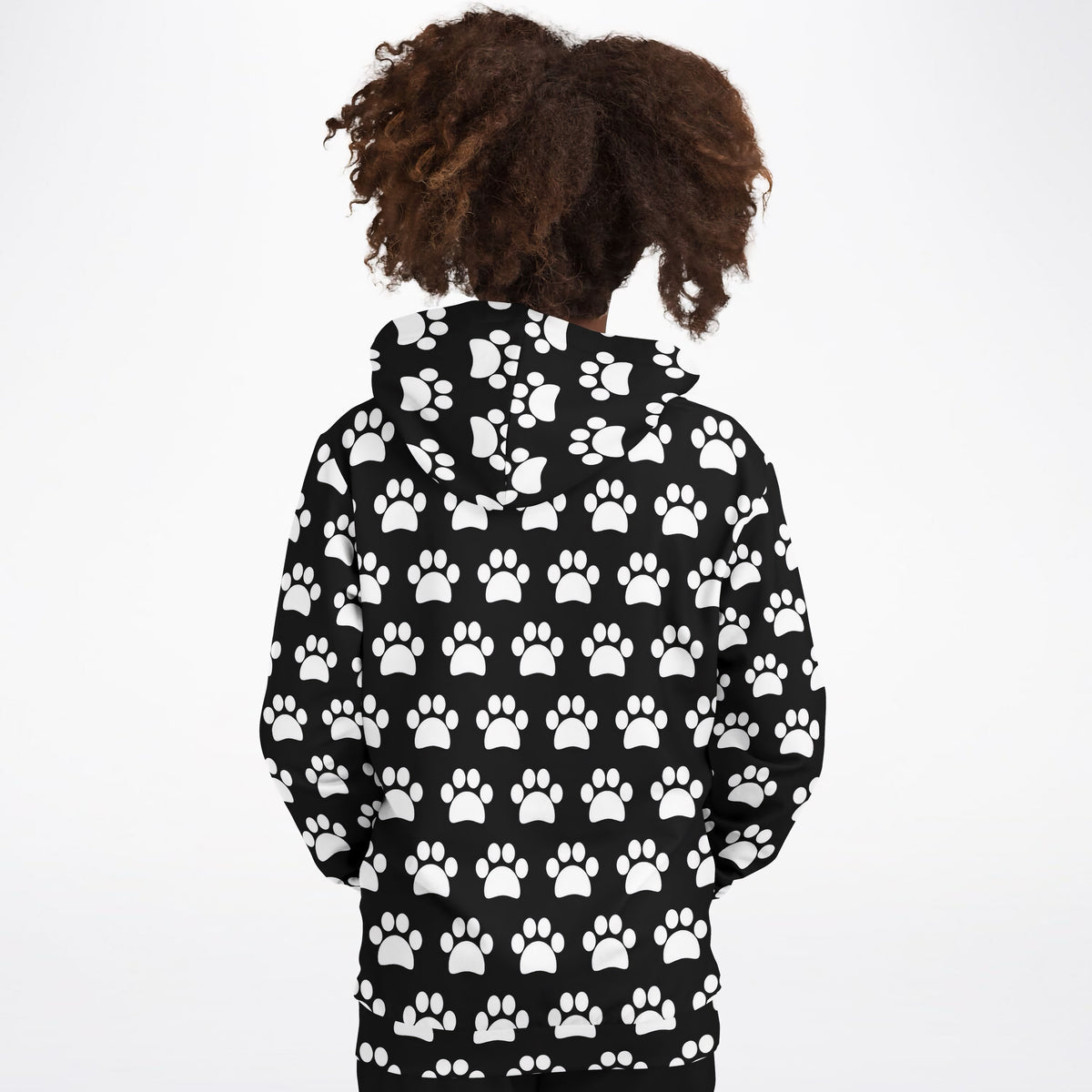 Kids Black Paw Print Hoodie – Ultra Comfy & Stretchy, Cozy Fleece or Lightweight Sports Fabric, Double-Layer Hood & Kangaroo Pocket