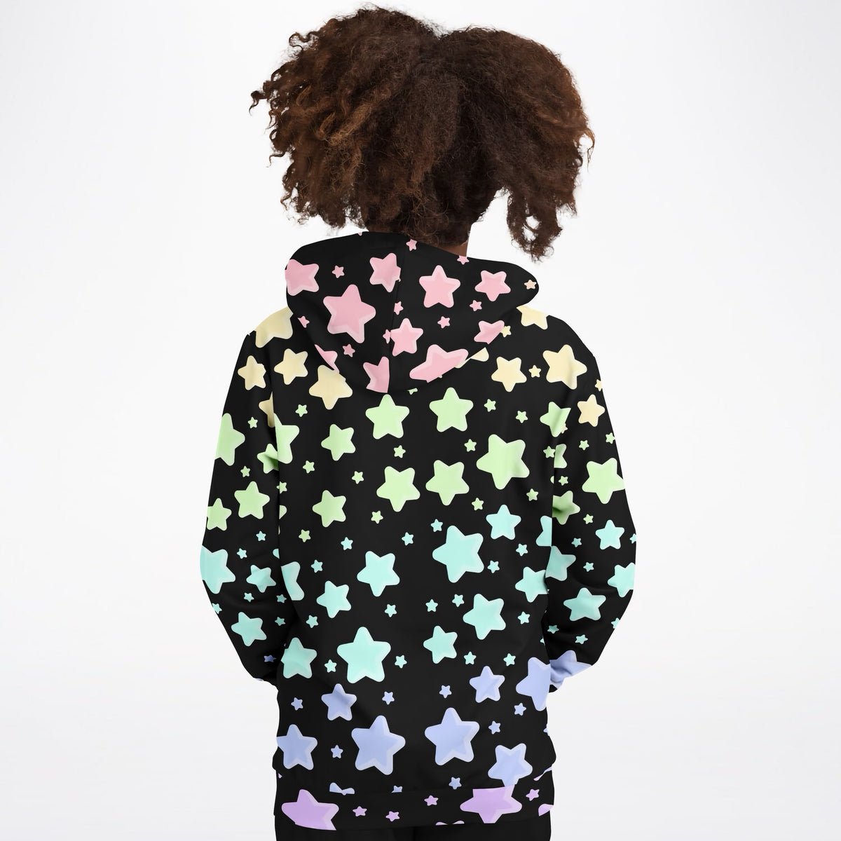 Girls Pastel Rainbow Stars Hoodie – Ultra Comfy & Stretchy, Cozy Fleece or Lightweight Sports Fabric, Double-Layer Hood & Kangaroo Pocket