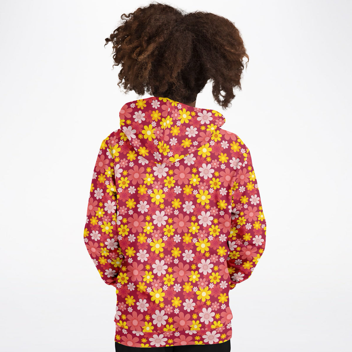 Girls Red Floral Hoodie – Ultra Comfy & Stretchy, Cozy Fleece or Lightweight Sports Fabric, Double-Layer Hood & Kangaroo Pocket