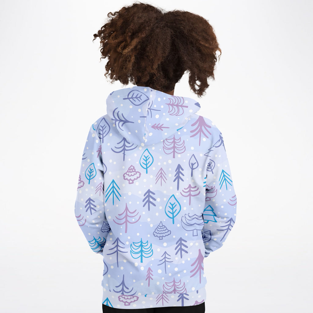 Kids Pastel Blue Christmas Tree Hoodie – Ultra Comfy & Stretchy, Cozy Fleece or Lightweight Sports Fabric, Double-Layer Hood & Kangaroo Pocket