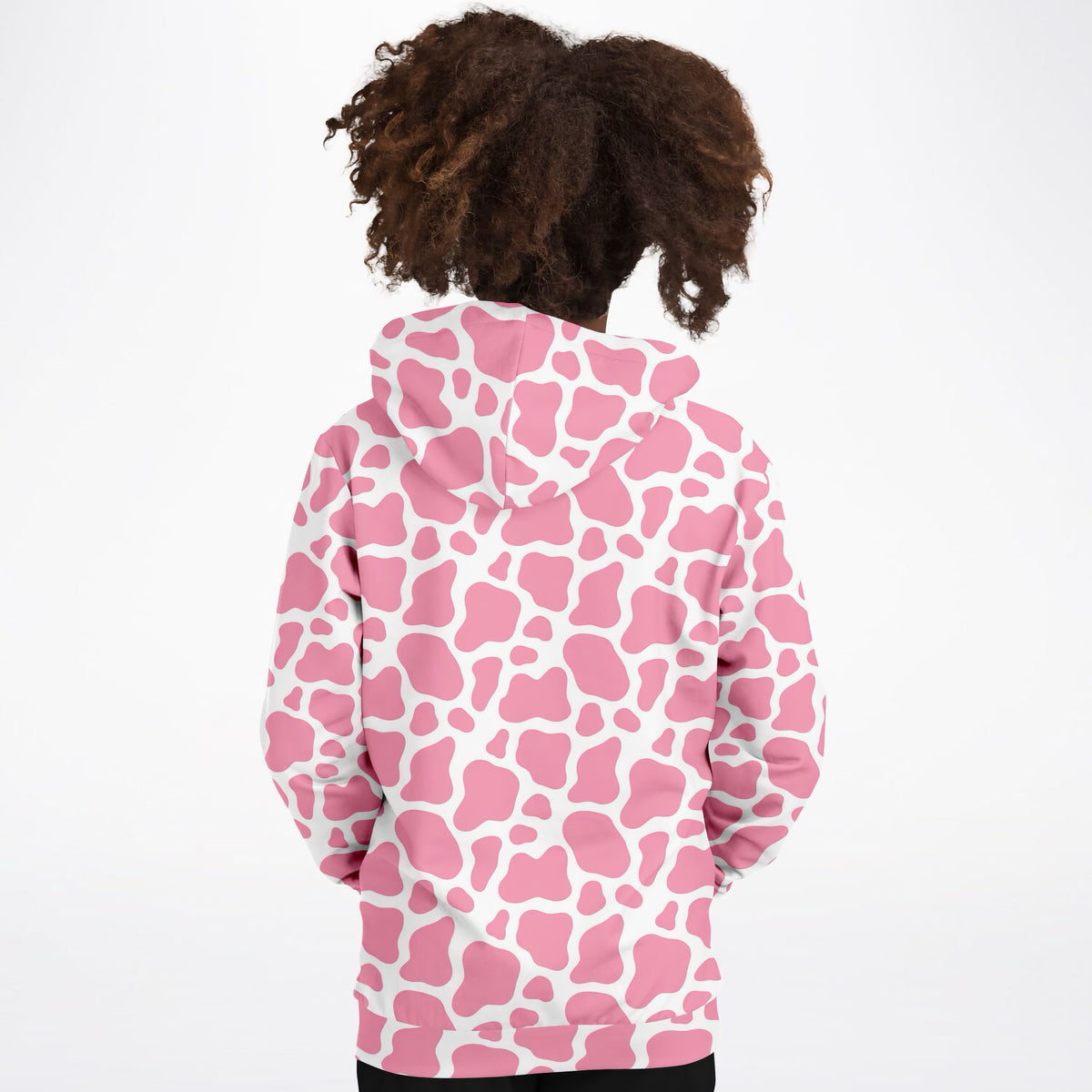 Girls Pink Cow Print Hoodie – Ultra Comfy & Stretchy, Cozy Fleece or Lightweight Sports Fabric, Double-Layer Hood & Kangaroo Pocket