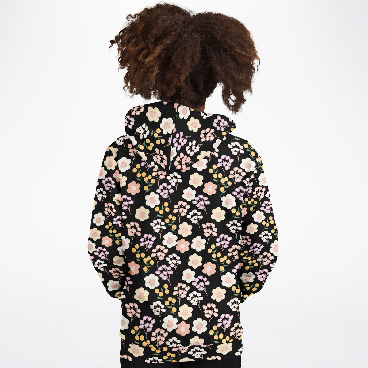 Girls Black Floral Hoodie – Ultra Comfy & Stretchy, Cozy Fleece or Lightweight Sports Fabric, Double-Layer Hood & Kangaroo Pocket