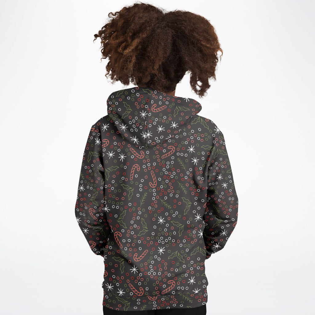 Kids Dark Brown Christmas Candy Cane Hoodie – Ultra Comfy & Stretchy, Cozy Fleece or Lightweight Sports Fabric, Double-Layer Hood & Kangaroo Pocket