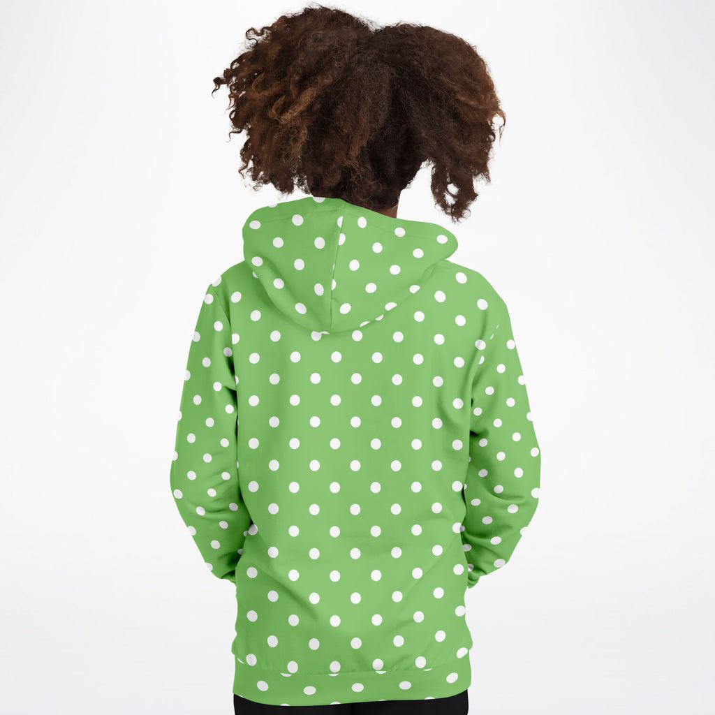 Kids Green Polka Dot Hoodie – Ultra Comfy & Stretchy, Cozy Fleece or Lightweight Sports Fabric, Double-Layer Hood & Kangaroo Pocket