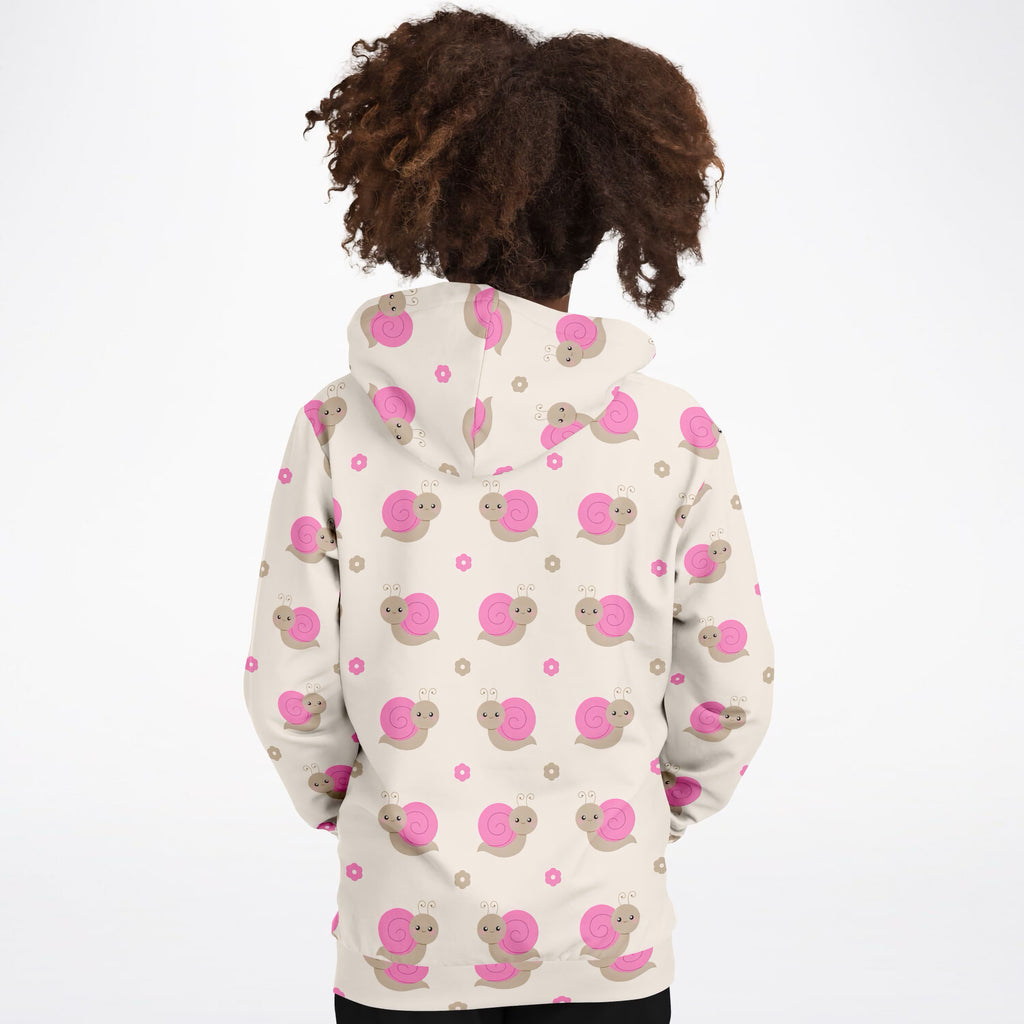Girls Pink Snail Hoodie – Ultra Comfy & Stretchy, Cozy Fleece or Lightweight Sports Fabric, Double-Layer Hood & Kangaroo Pocket