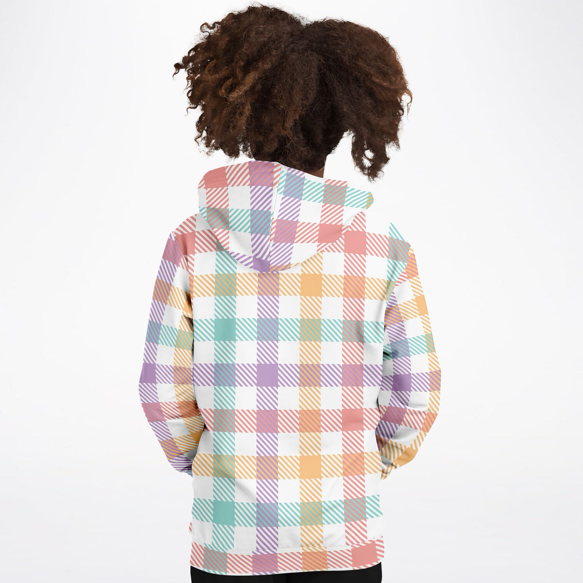 Girls Colorful Pastel Plaid Hoodie – Ultra Comfy & Stretchy, Cozy Fleece or Lightweight Sports Fabric, Double-Layer Hood & Kangaroo Pocket