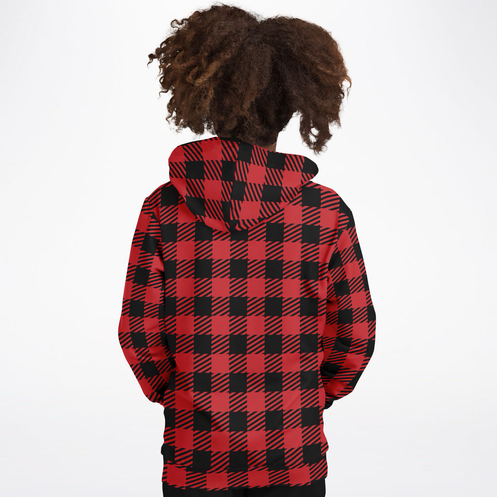 Kids Christmas Plaid Hoodie – Ultra Comfy & Stretchy, Cozy Fleece or Lightweight Sports Fabric, Double-Layer Hood & Kangaroo Pocket