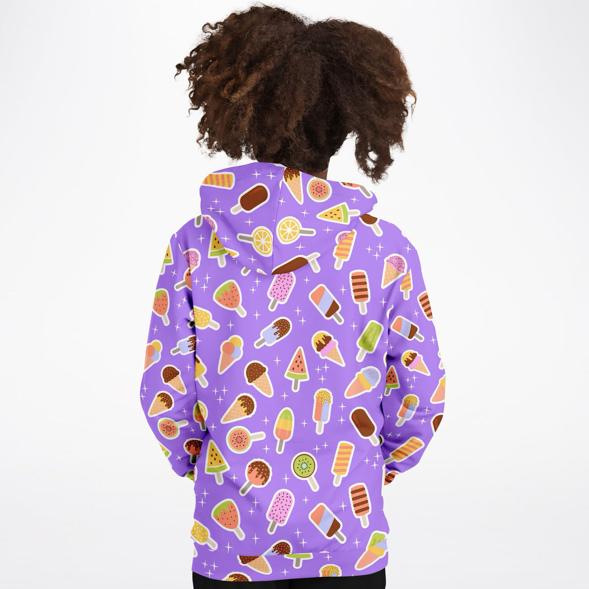 Girls Purple Ice Cream Hoodie – Ultra Comfy & Stretchy, Cozy Fleece or Lightweight Sports Fabric, Double-Layer Hood & Kangaroo Pocket