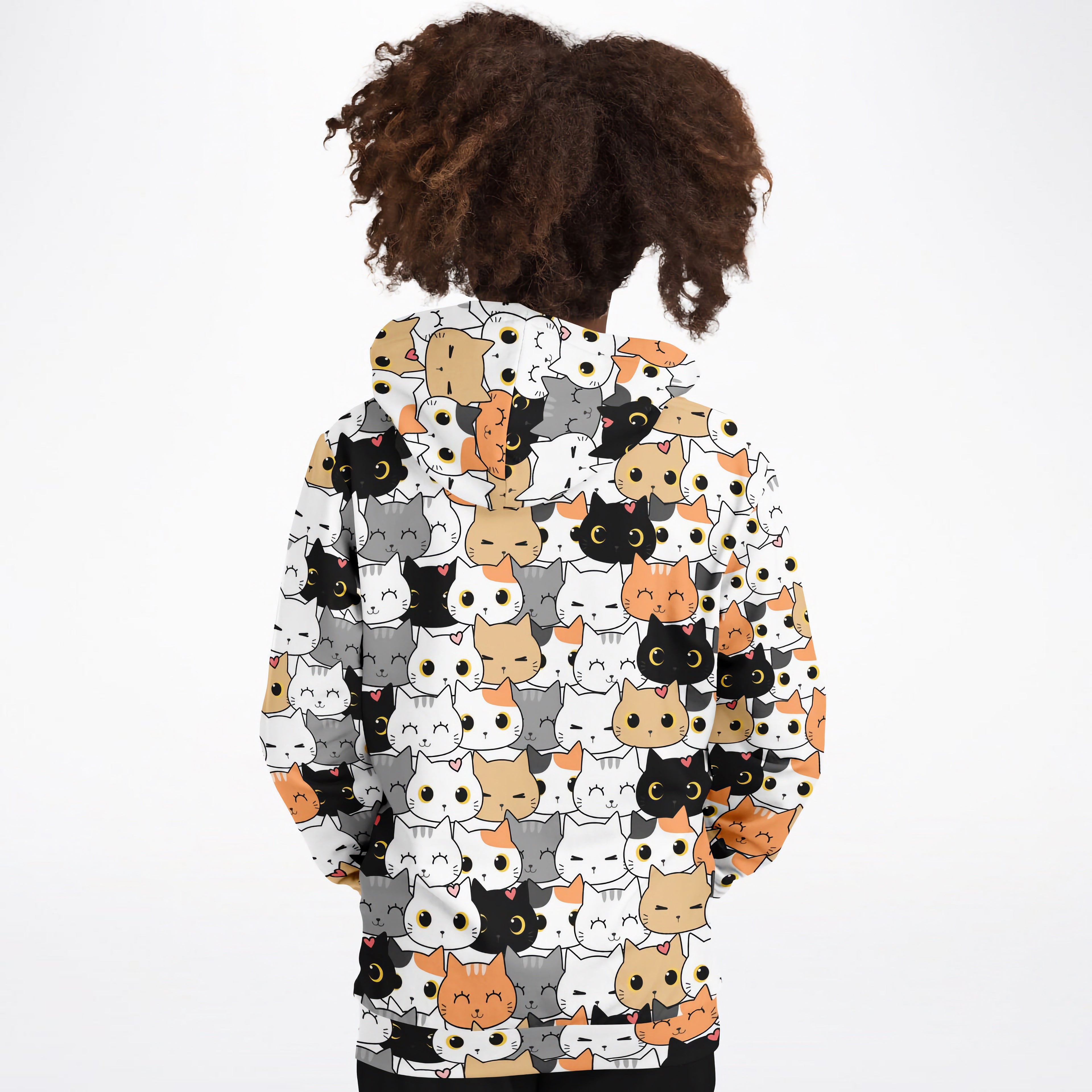 Girls Cat Face Hoodie – Cozy Cotton Fleece or Lightweight Sports Fabric