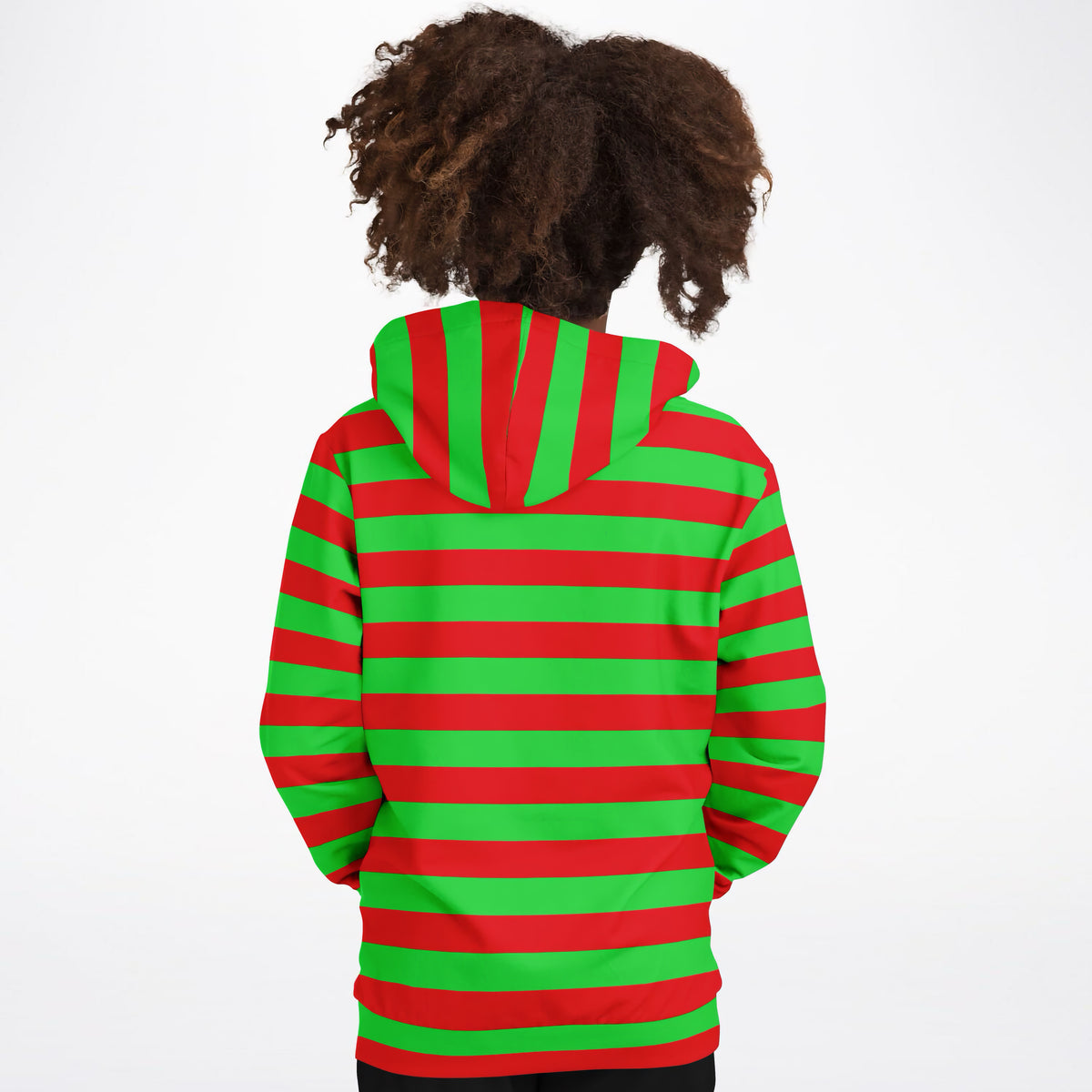 Kids Striped Red & Green Christmas Hoodie – Ultra Comfy & Stretchy, Cozy Fleece or Lightweight Sports Fabric, Double-Layer Hood & Kangaroo Pocket