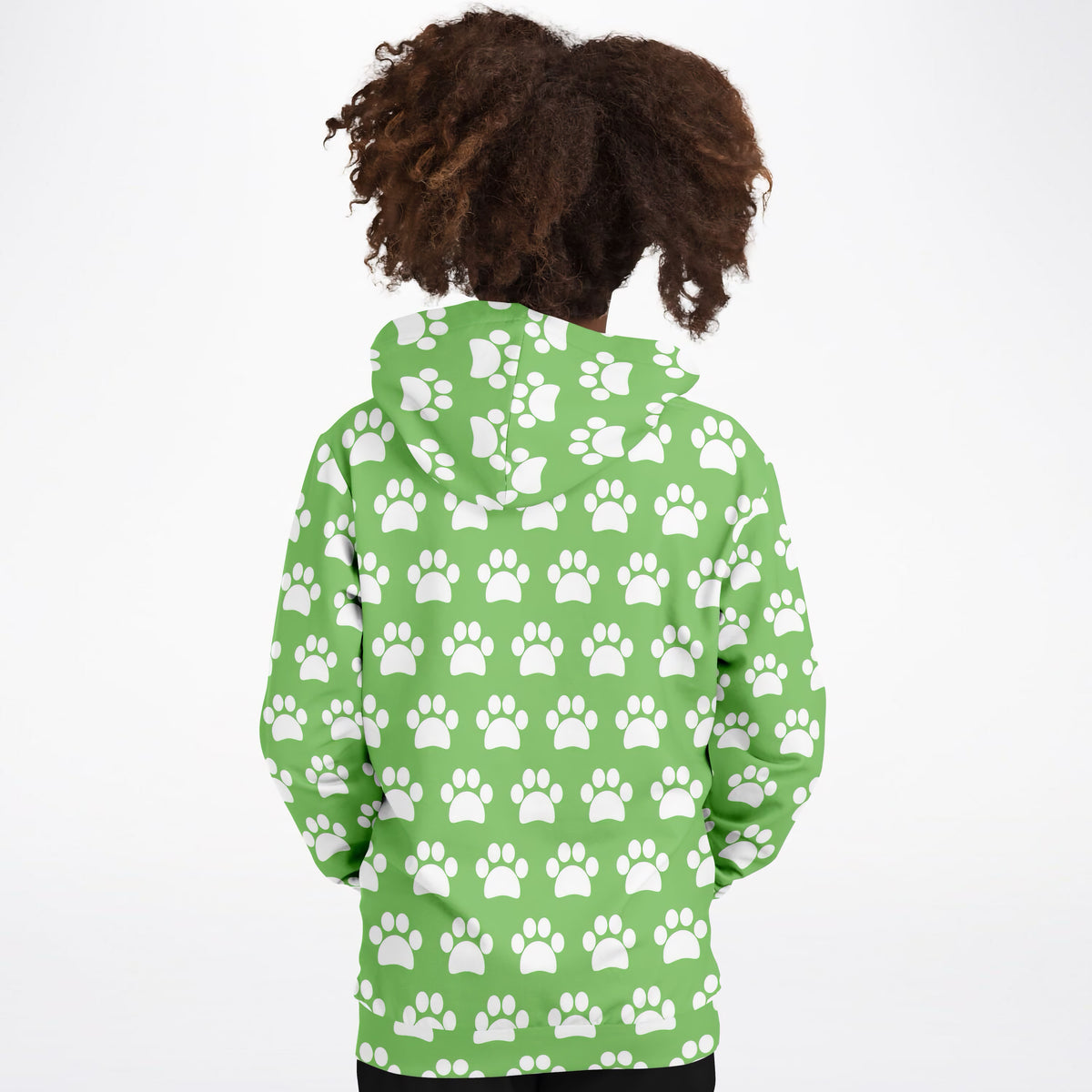 Kids Green Paw Print Hoodie – Ultra Comfy & Stretchy, Cozy Fleece or Lightweight Sports Fabric, Double-Layer Hood & Kangaroo Pocket