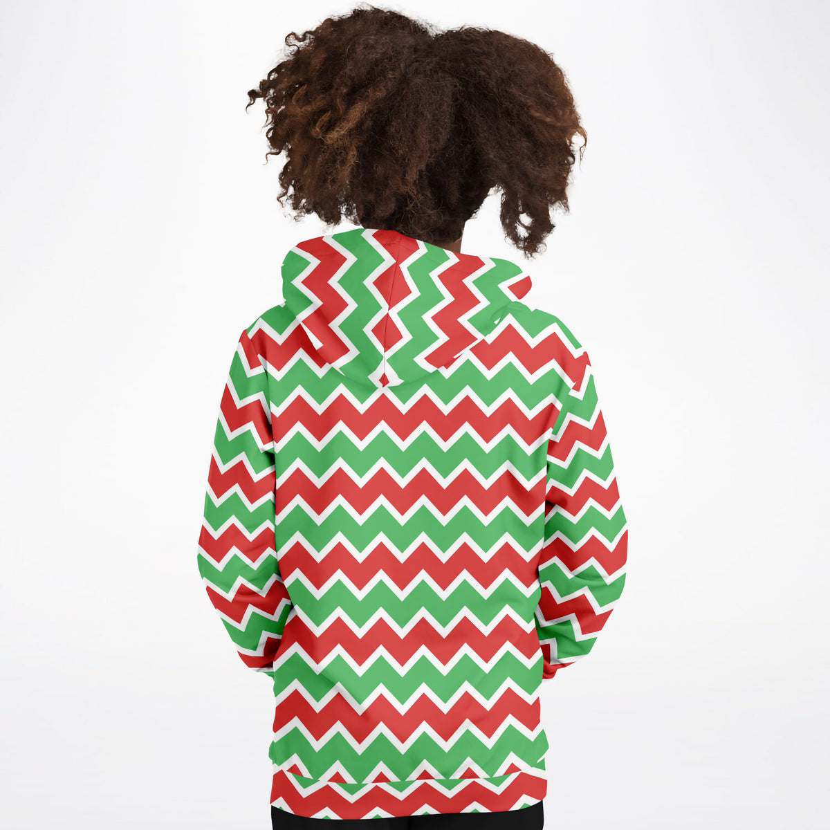 Kids Red & Green Christmas Chevron Hoodie – Ultra Comfy & Stretchy, Cozy Fleece or Lightweight Sports Fabric, Double-Layer Hood & Kangaroo Pocket
