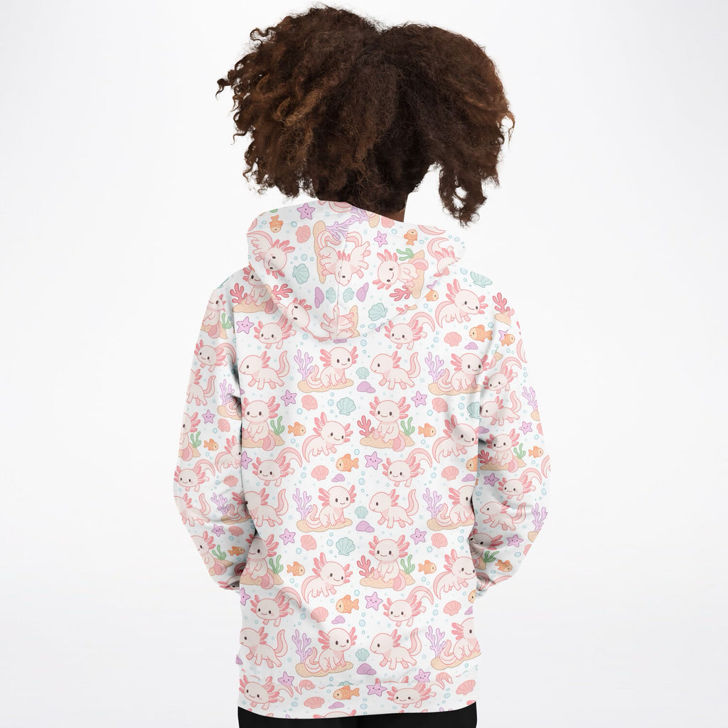 Girls Axolotl Hoodie – Ultra Comfy & Stretchy, Cozy Fleece or Lightweight Sports Fabric, Double-Layer Hood & Kangaroo Pocket