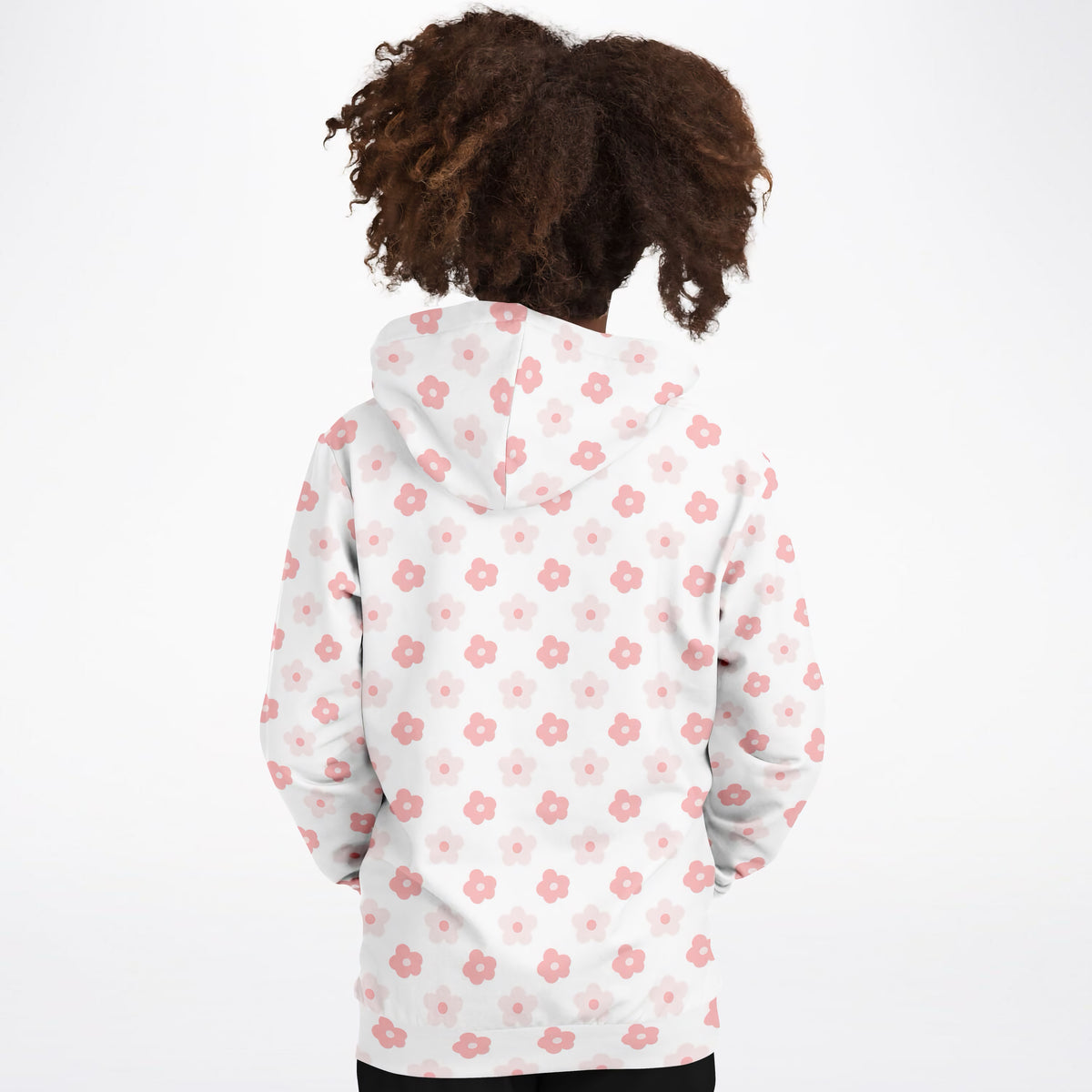 Girls Cute Pink Daisy Flower Hoodie – Ultra Comfy & Stretchy, Cozy Fleece or Lightweight Sports Fabric, Double-Layer Hood & Kangaroo Pocket