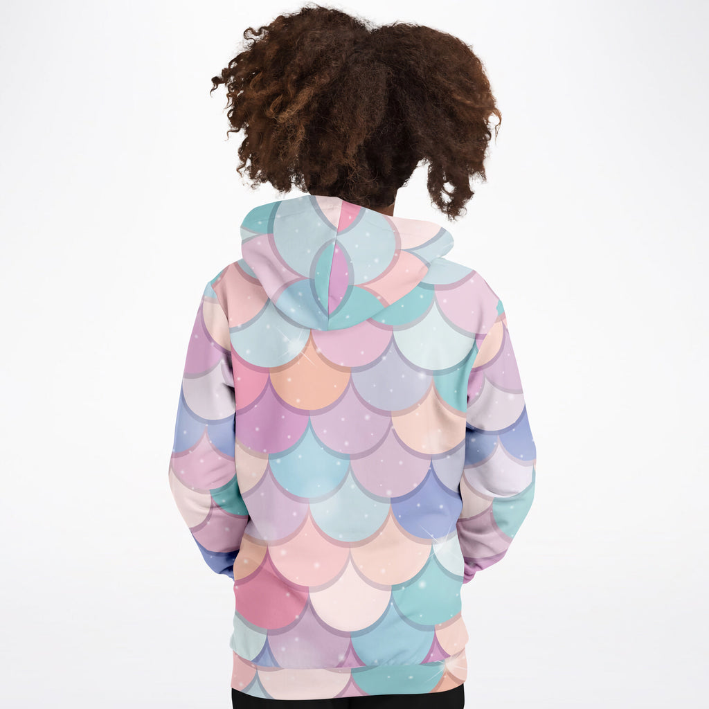Girls Rainbow Mermaid Hoodie – Cozy Cotton Fleece or Lightweight Sports Fabric