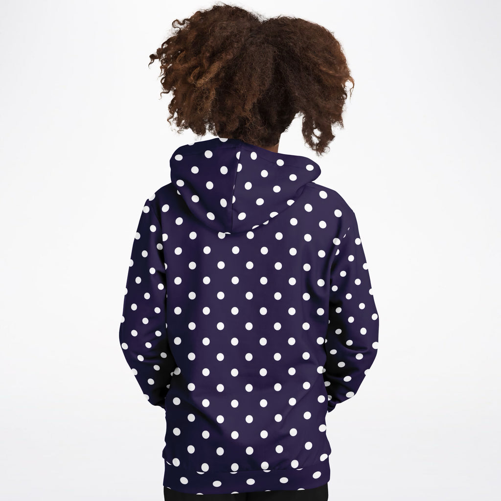 Girls Dark Purple Polka Dot Hoodie – Ultra Comfy & Stretchy, Cozy Fleece or Lightweight Sports Fabric, Double-Layer Hood & Kangaroo Pocket