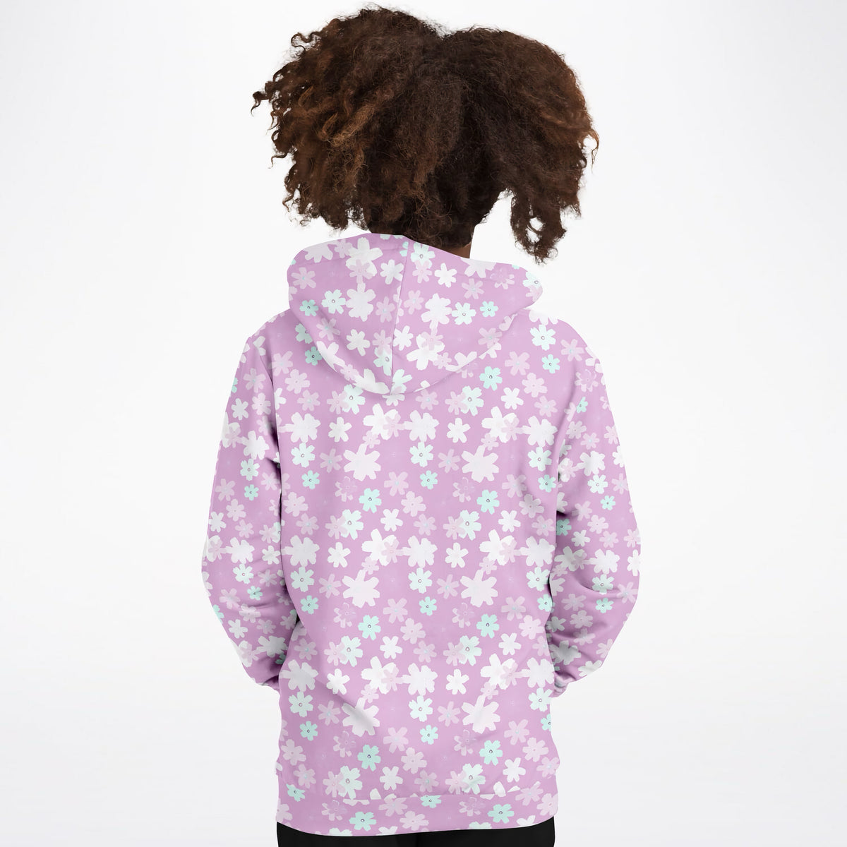 Girls Lavender Purple Floral Hoodie – Ultra Comfy & Stretchy, Cozy Fleece or Lightweight Sports Fabric, Double-Layer Hood & Kangaroo Pocket