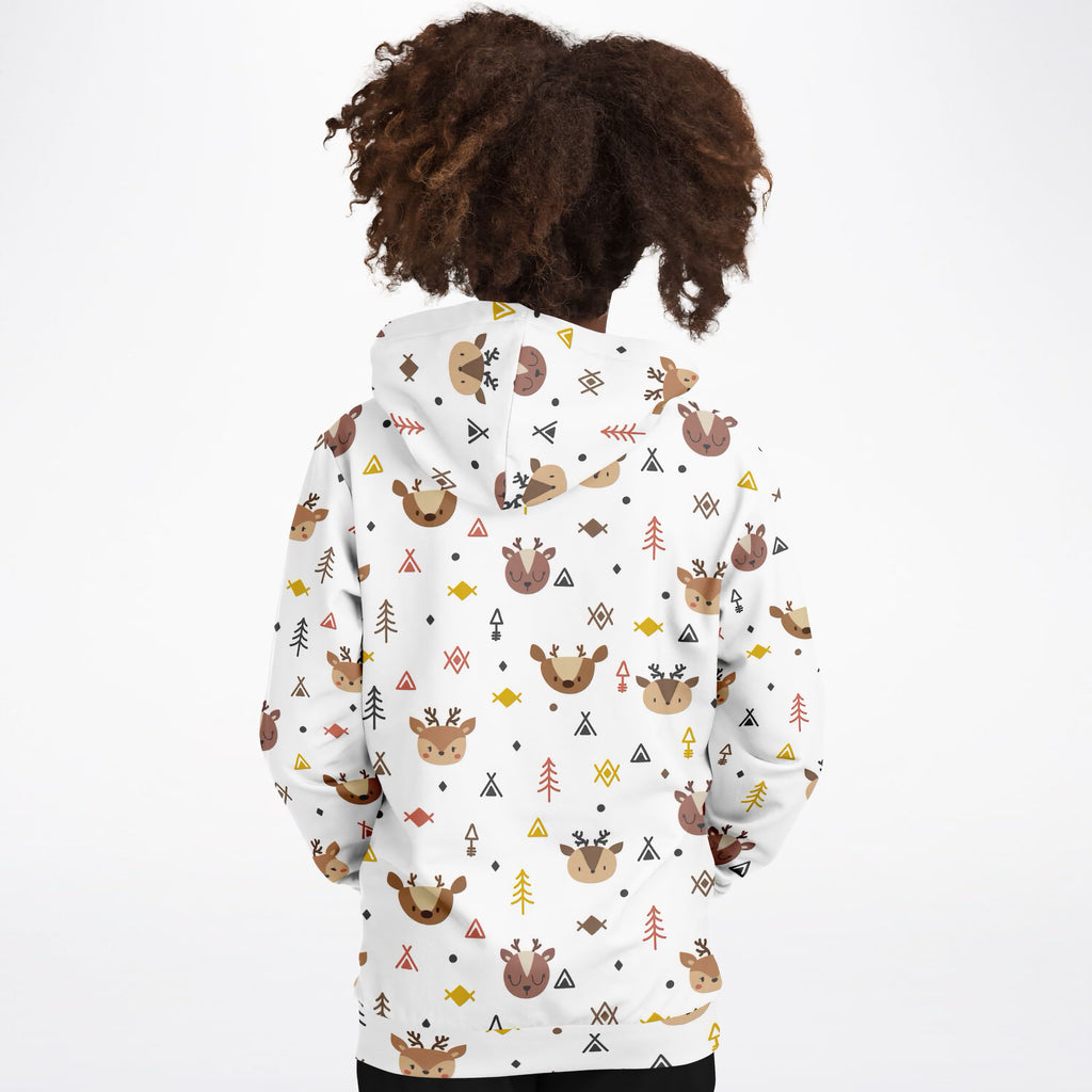 Kids Woodland Reindeer Hoodie – Ultra Comfy & Stretchy, Cozy Fleece or Lightweight Sports Fabric, Double-Layer Hood & Kangaroo Pocket