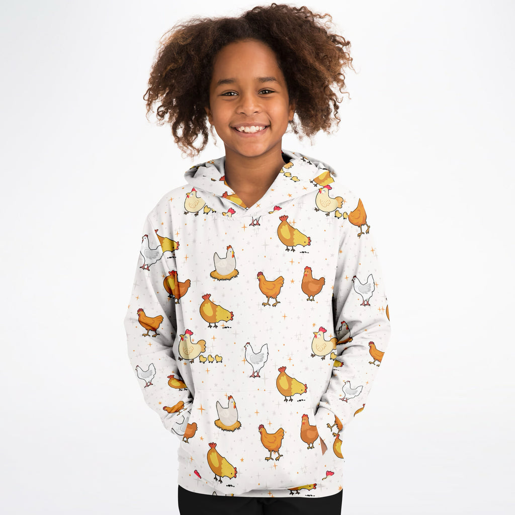 Kids Chicken Hoodie – Cozy Cotton Fleece or Lightweight Sports Fabric
