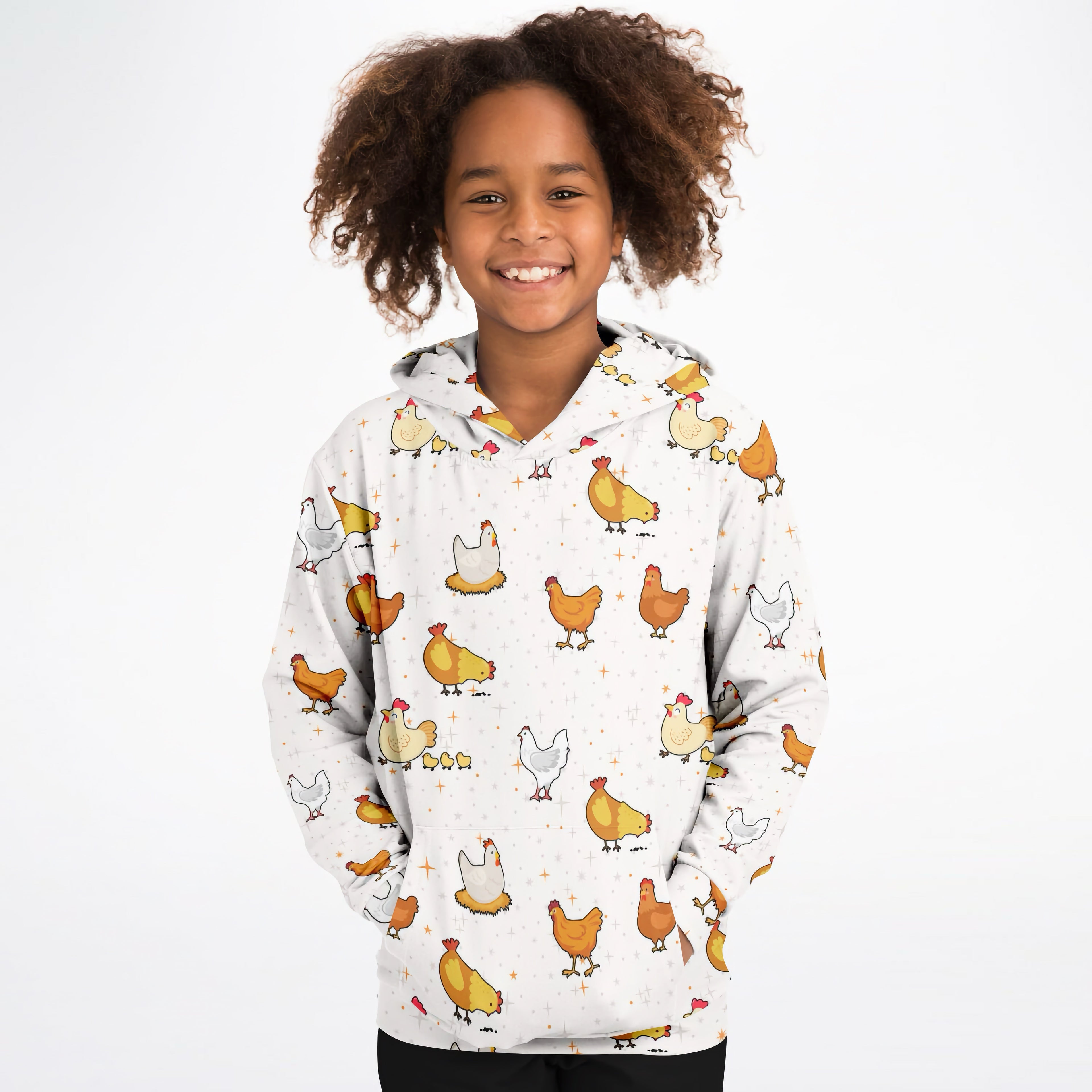 Kids Chicken Hoodie – Cozy Cotton Fleece or Lightweight Sports Fabric