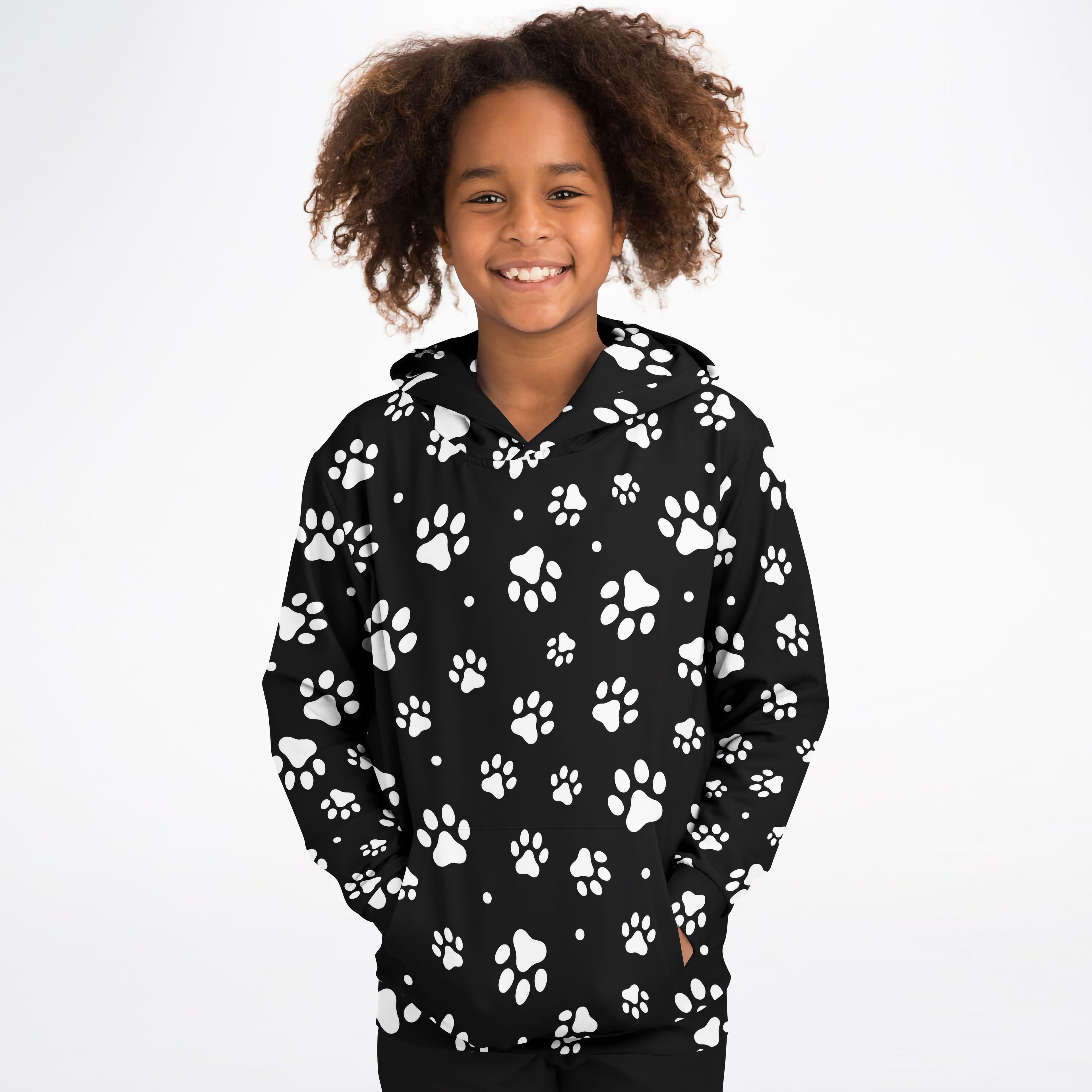 Kids Paw Print Hoodie – Cozy Cotton Fleece or Lightweight Sports Fabric