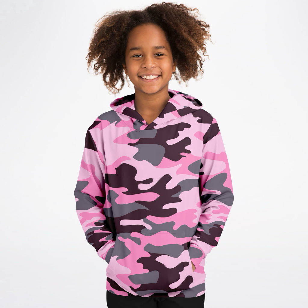 Girls Pink Camouflage Hoodie – Ultra Comfy & Stretchy, Cozy Fleece or Lightweight Sports Fabric, Double-Layer Hood & Kangaroo Pocket