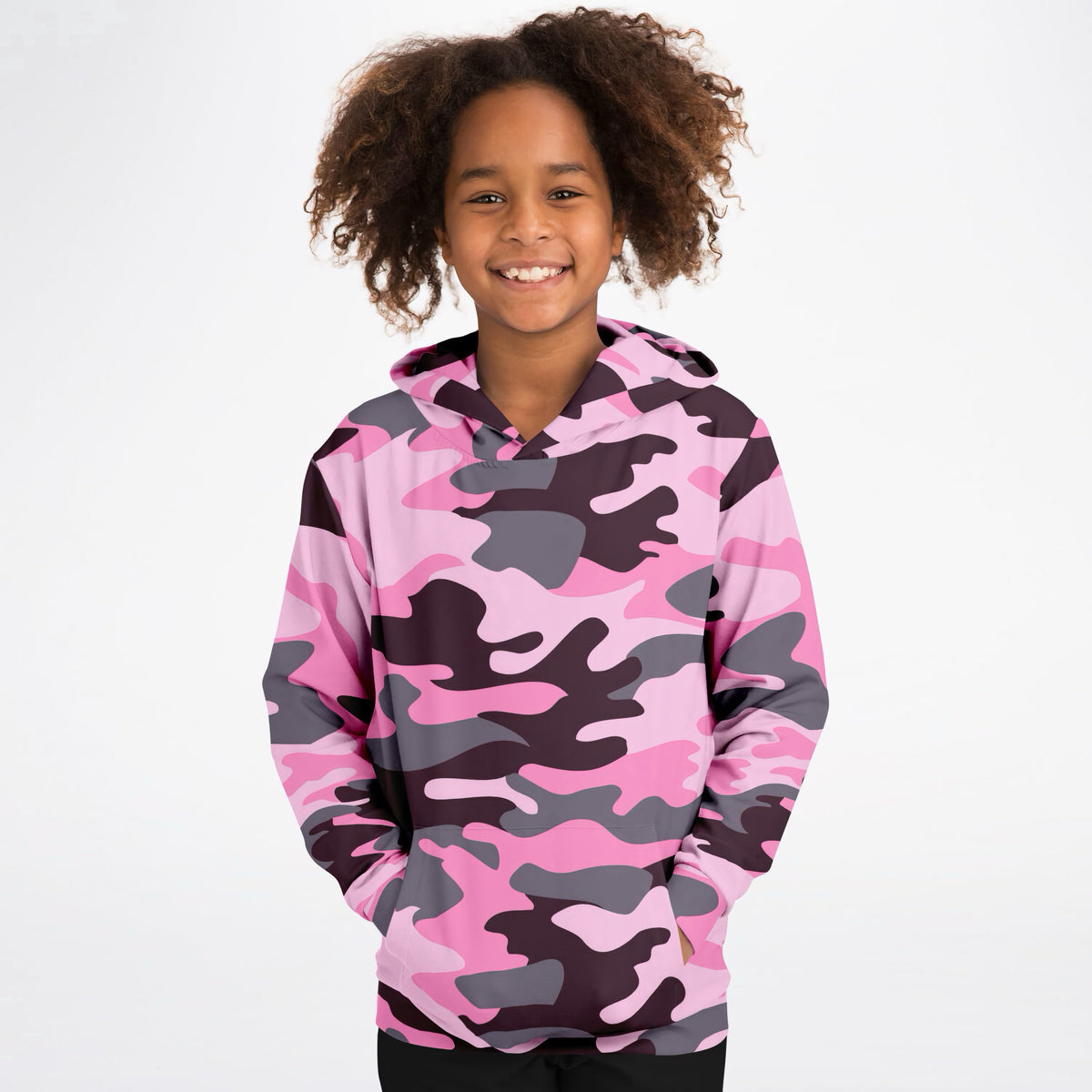 Girls Pink Camouflage Hoodie – Ultra Comfy & Stretchy, Cozy Fleece or Lightweight Sports Fabric, Double-Layer Hood & Kangaroo Pocket