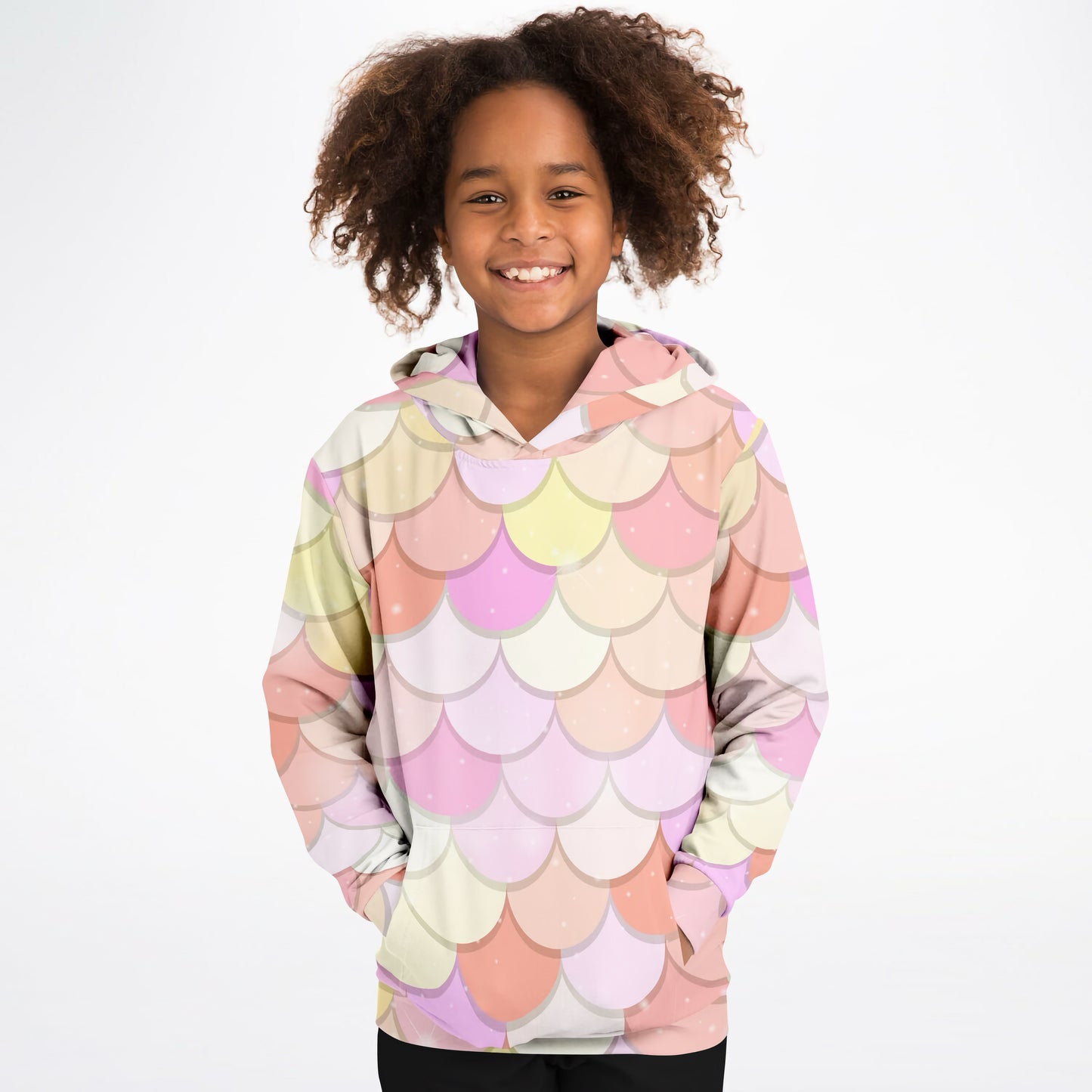 Girls Pink Mermaid Hoodie – Cozy Cotton Fleece or Lightweight Sports Fabric