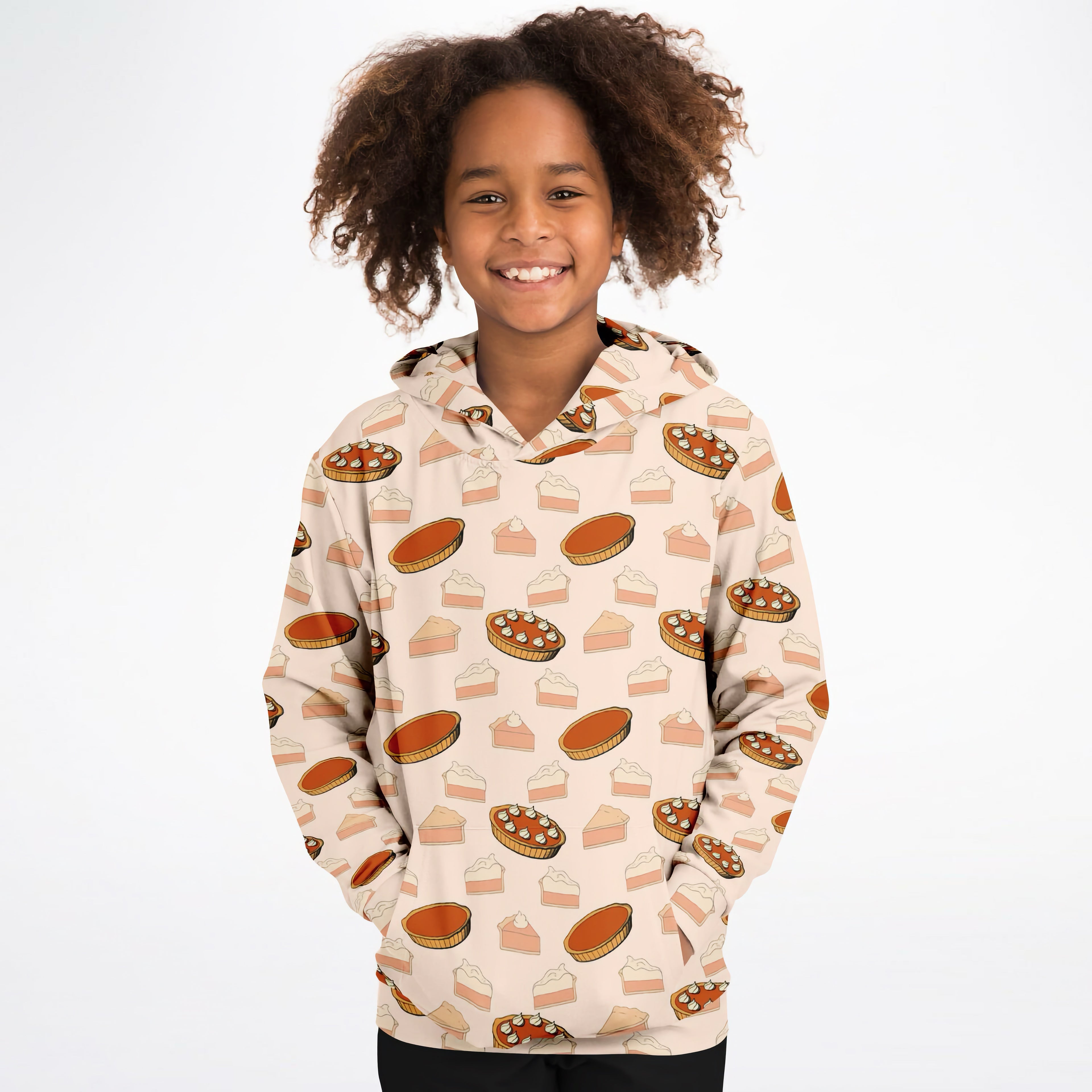 Kids Pumpkin Pie Thanksgiving Hoodie – Cozy Cotton Fleece or Lightweight Sports Fabric