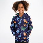 Kids Space Dinosaur Hoodie – Cozy Cotton Fleece or Lightweight Sports Fabric