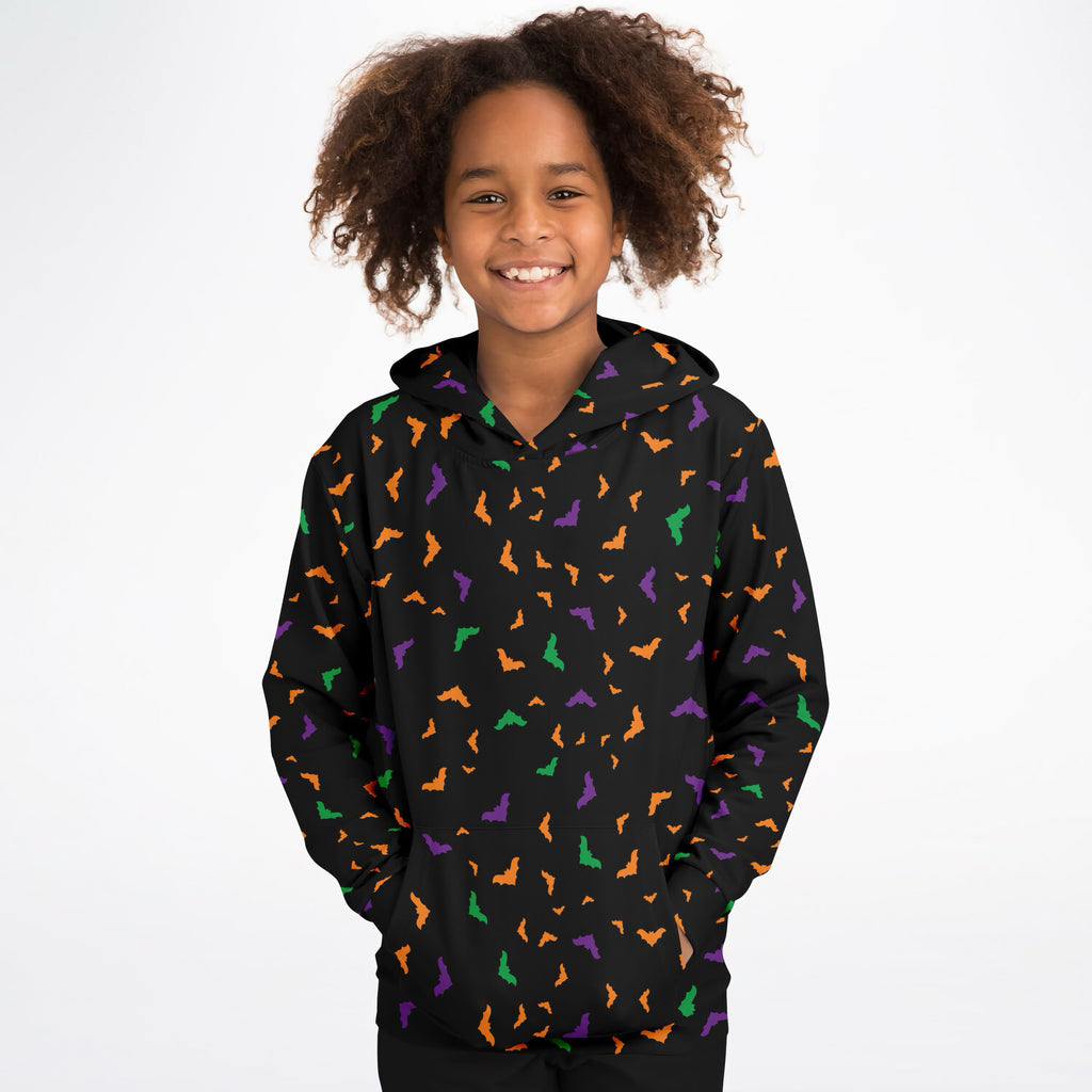 Kids Halloween Bat Hoodie – Cozy Cotton Fleece or Lightweight Sports Fabric