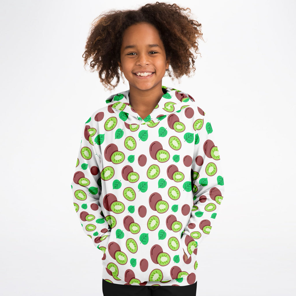 Kids Kiwi Fruit Hoodie – Ultra Comfy & Stretchy, Cozy Fleece or Lightweight Sports Fabric, Double-Layer Hood & Kangaroo Pocket
