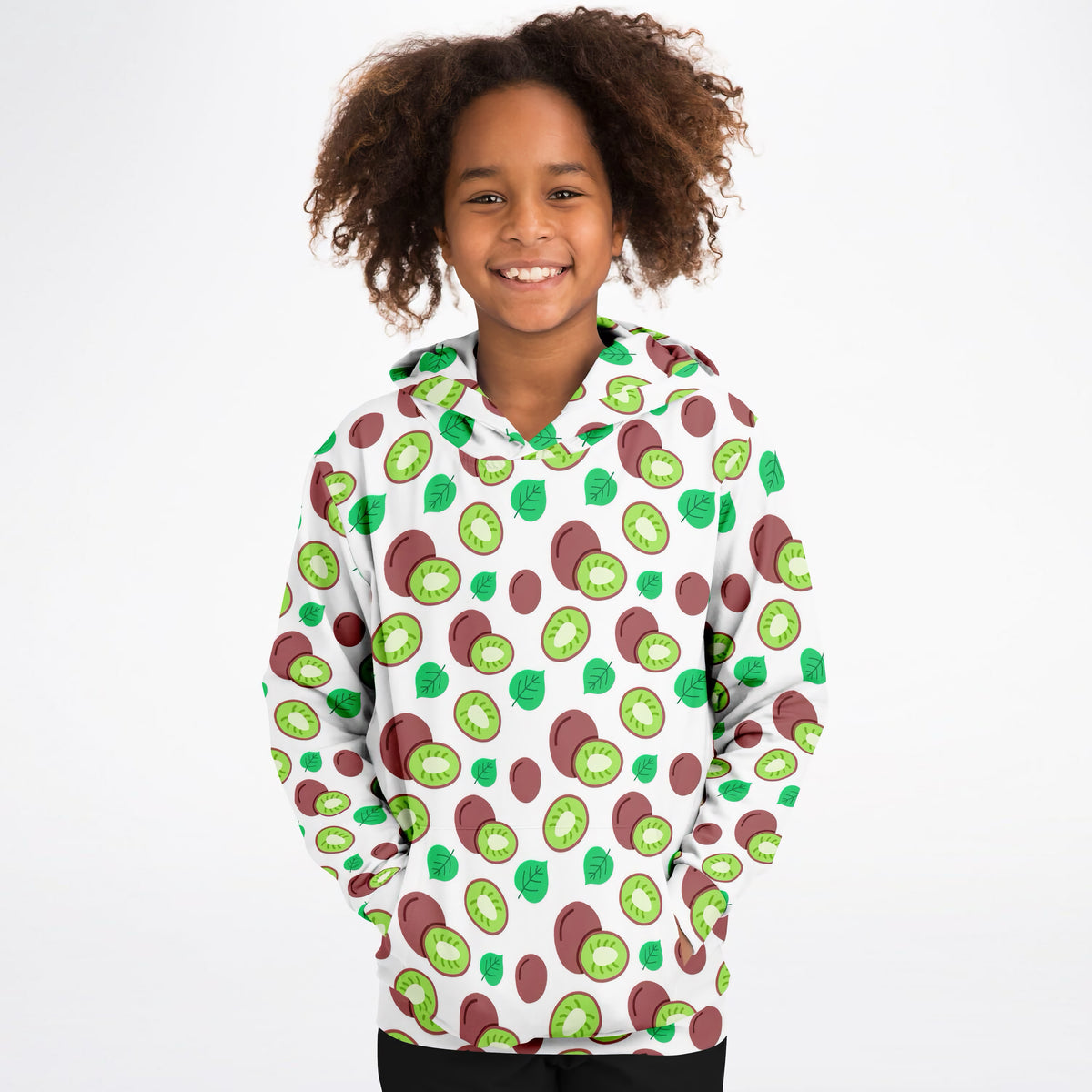 Kids Kiwi Fruit Hoodie – Ultra Comfy & Stretchy, Cozy Fleece or Lightweight Sports Fabric, Double-Layer Hood & Kangaroo Pocket