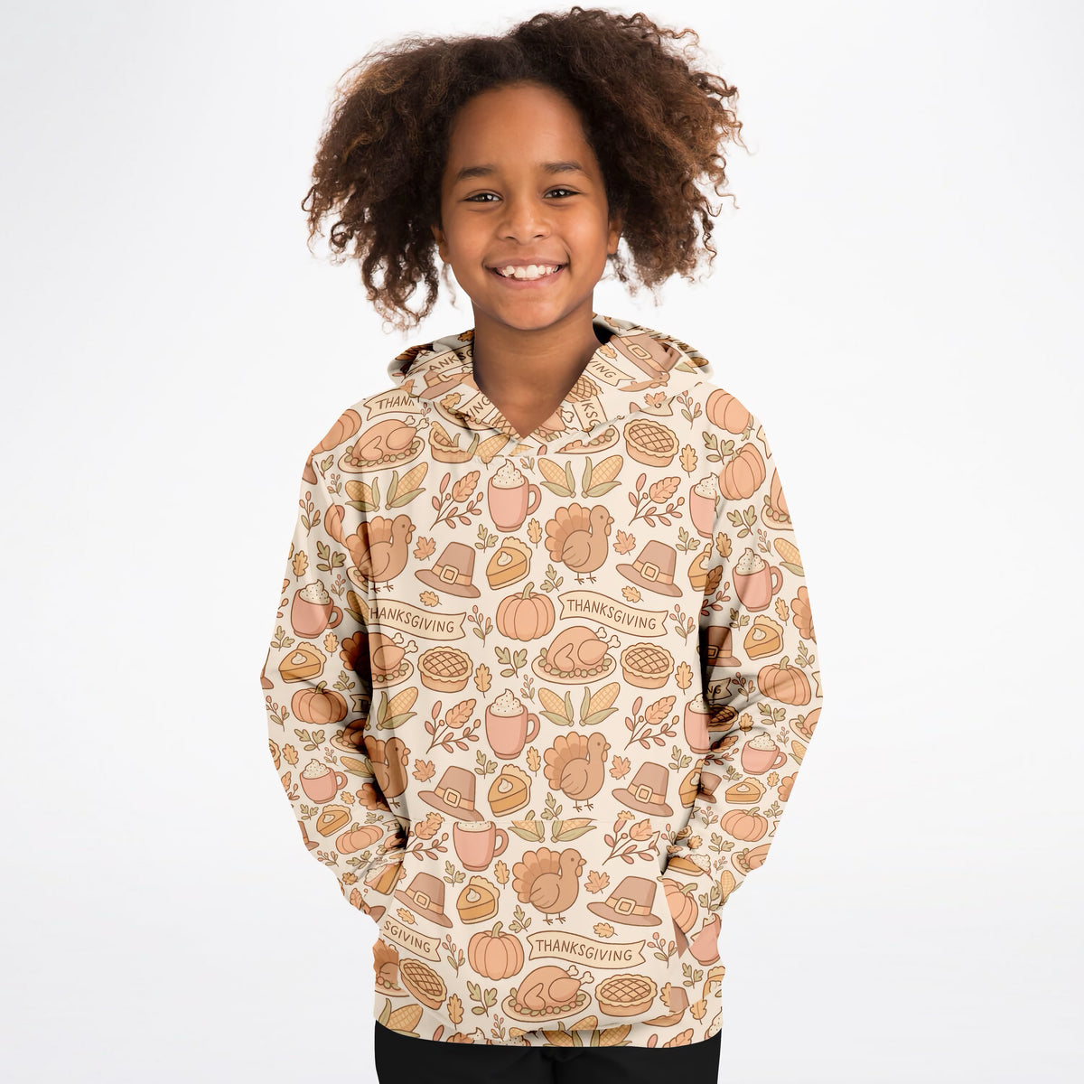Kids Thanksgiving Turkey Hoodie – Ultra Comfy & Stretchy, Cozy Fleece or Lightweight Sports Fabric, Double-Layer Hood & Kangaroo Pocket