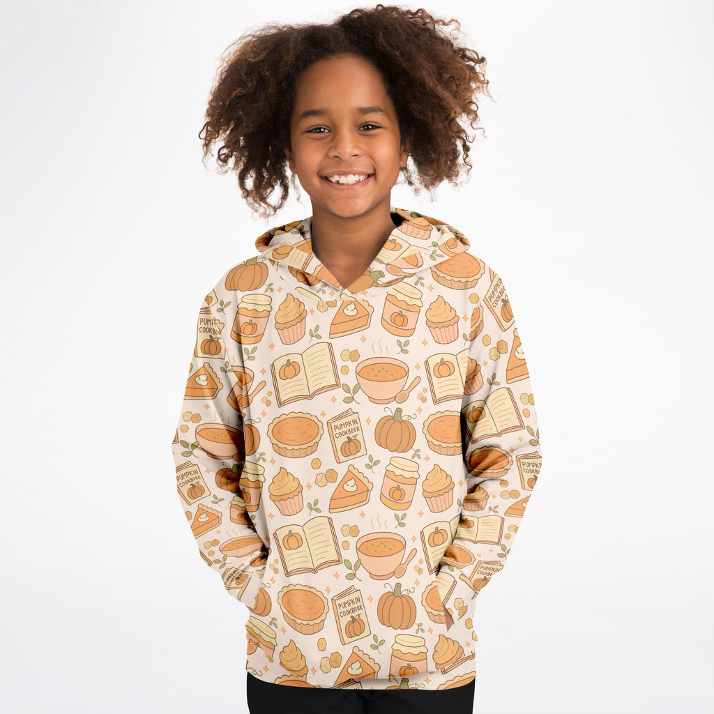Kids Pumpkin Pie Themed Hoodie – Ultra Comfy & Stretchy, Cozy Fleece or Lightweight Sports Fabric, Double-Layer Hood & Kangaroo Pocket