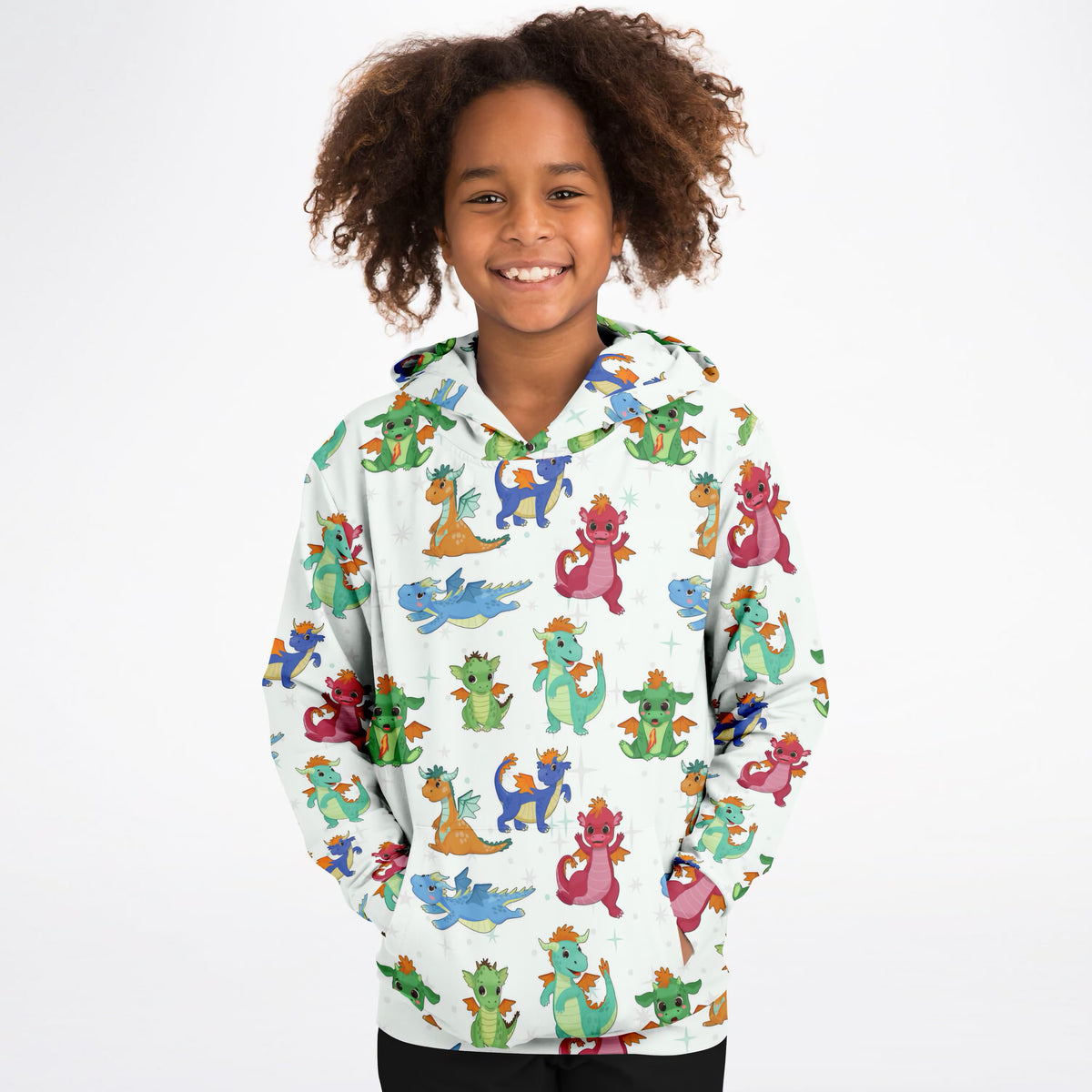 Kids Colorful Dragon Hoodie – Ultra Comfy & Stretchy, Cozy Fleece or Lightweight Sports Fabric, Double-Layer Hood & Kangaroo Pocket