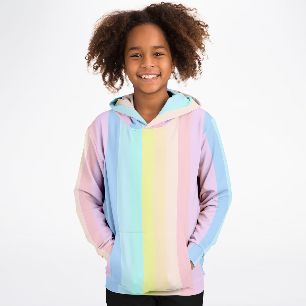 Girls Rainbow Stripe Hoodie – Ultra Comfy & Stretchy, Cozy Fleece or Lightweight Sports Fabric, Double-Layer Hood & Kangaroo Pocket