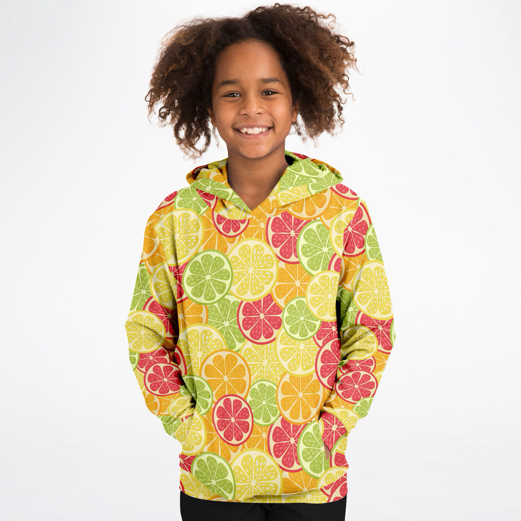 Kids Citrus Fruit Hoodie – Ultra Comfy & Stretchy, Cozy Fleece or Lightweight Sports Fabric, Double-Layer Hood & Kangaroo Pocket