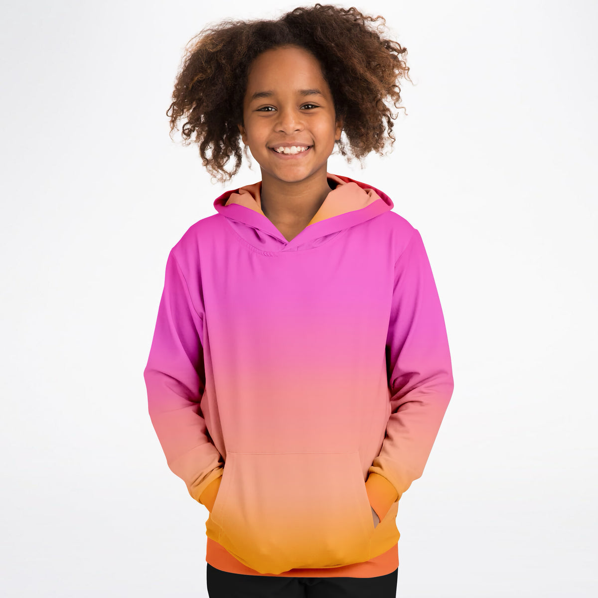Kids Sunset Ombre Hoodie – Ultra Comfy & Stretchy, Cozy Fleece or Lightweight Sports Fabric, Double-Layer Hood & Kangaroo Pocket