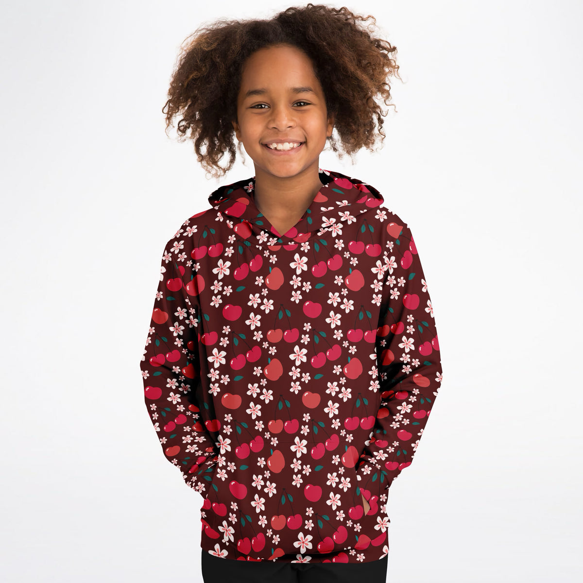 Girls Cherry Blossom Hoodie – Ultra Comfy & Stretchy, Cozy Fleece or Lightweight Sports Fabric, Double-Layer Hood & Kangaroo Pocket