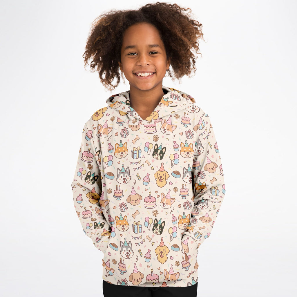 Kids Puppy Birthday Hoodie – Ultra Comfy & Stretchy, Cozy Fleece or Lightweight Sports Fabric, Double-Layer Hood & Kangaroo Pocket
