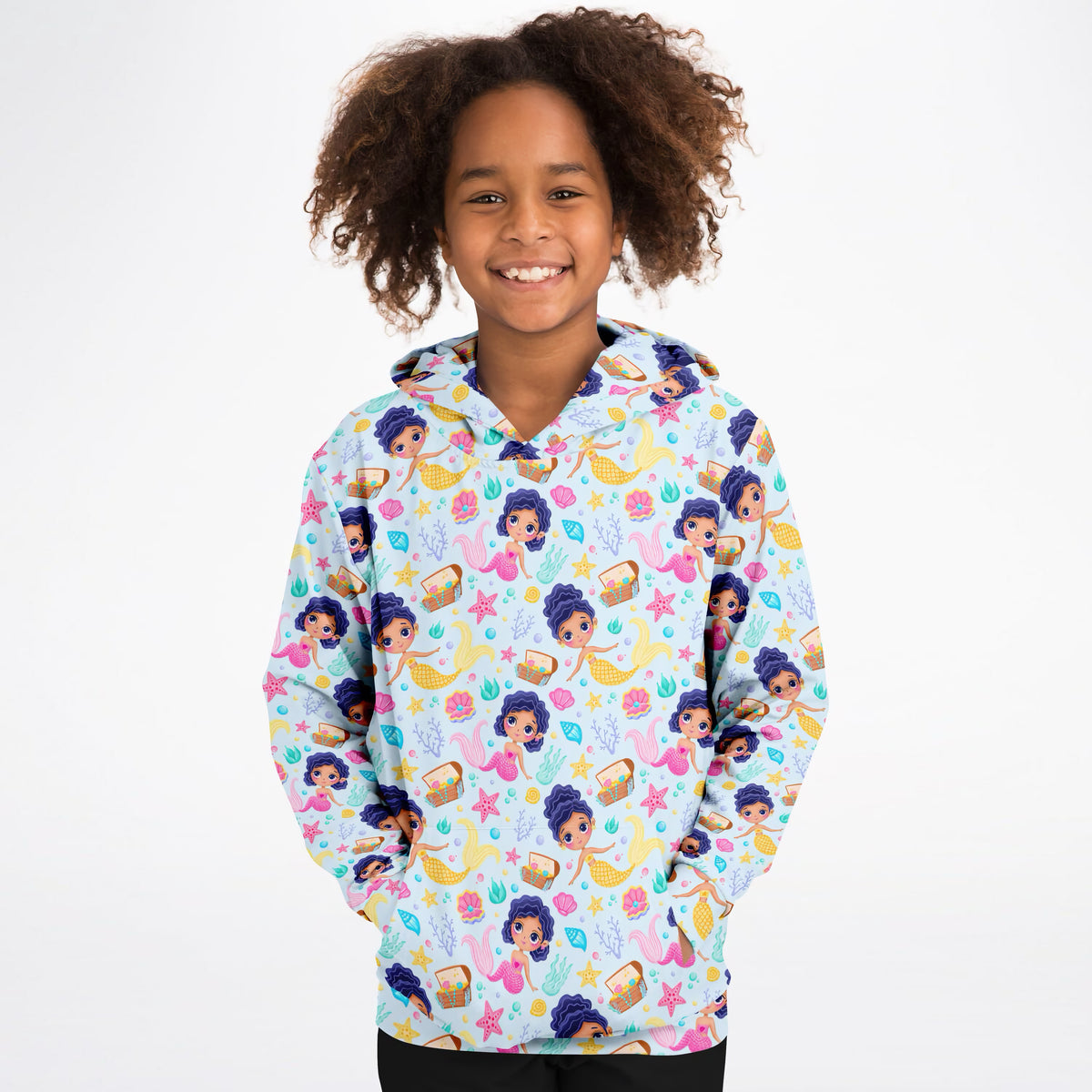 Girls Cute Mermaid Hoodie – Ultra Comfy & Stretchy, Cozy Fleece or Lightweight Sports Fabric, Double-Layer Hood & Kangaroo Pocket