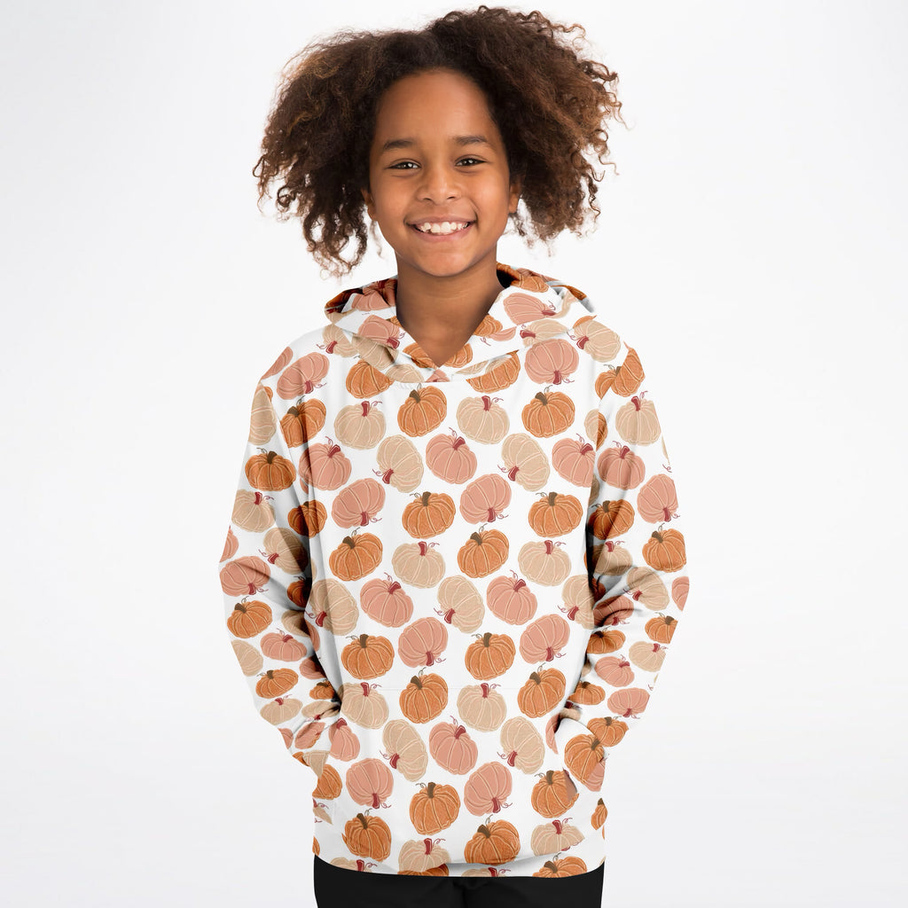 Kids Fall Pumpkin Hoodie – Ultra Comfy & Stretchy, Cozy Fleece or Lightweight Sports Fabric, Double-Layer Hood & Kangaroo Pocket