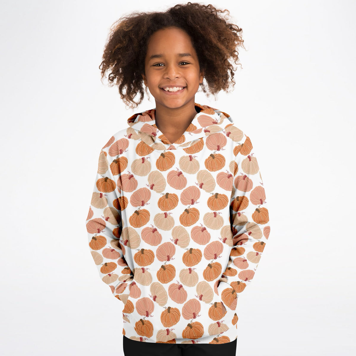 Kids Fall Pumpkin Hoodie – Ultra Comfy & Stretchy, Cozy Fleece or Lightweight Sports Fabric, Double-Layer Hood & Kangaroo Pocket