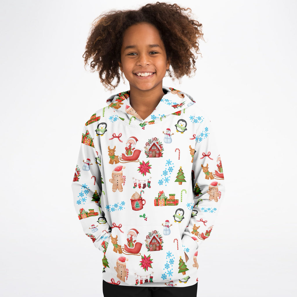 Kids Christmas Hoodie – Ultra Comfy & Stretchy, Cozy Fleece or Lightweight Sports Fabric, Double-Layer Hood & Kangaroo Pocket