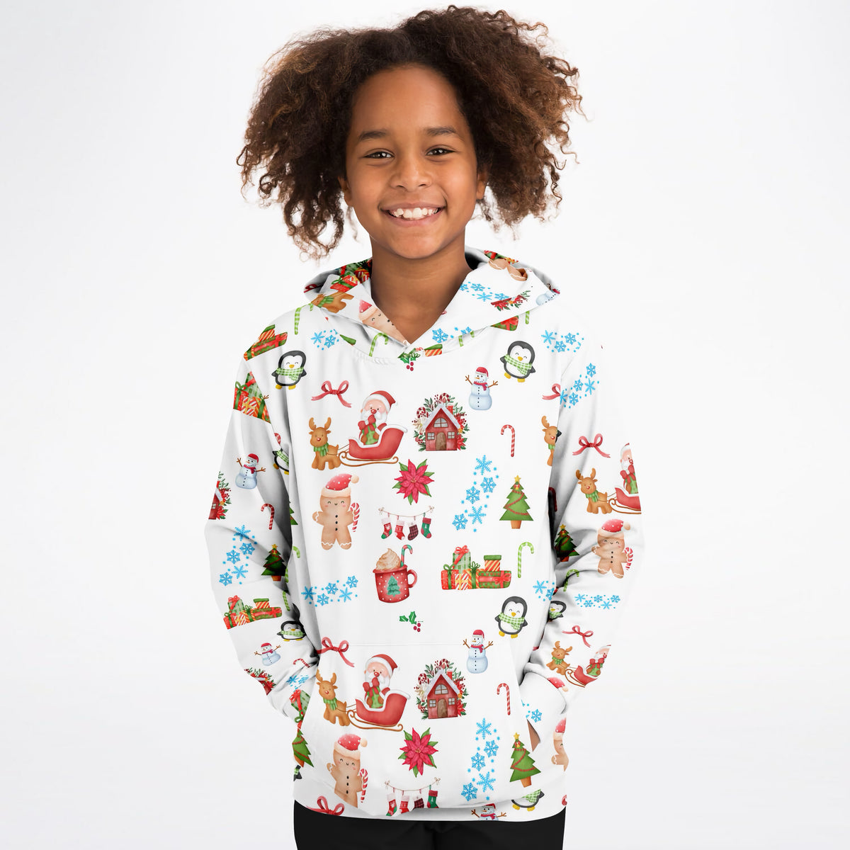 Kids Christmas Hoodie – Ultra Comfy & Stretchy, Cozy Fleece or Lightweight Sports Fabric, Double-Layer Hood & Kangaroo Pocket