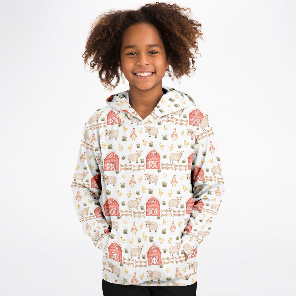 Kids Cute Farm Animal Hoodie – Ultra Comfy & Stretchy, Cozy Fleece or Lightweight Sports Fabric, Double-Layer Hood & Kangaroo Pocket