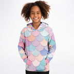 Girls Rainbow Mermaid Hoodie – Cozy Cotton Fleece or Lightweight Sports Fabric